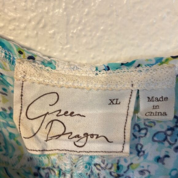 Green Dragon Paisley Print Shark Bite Hem Midi Dress XL - Picture 2 of 6